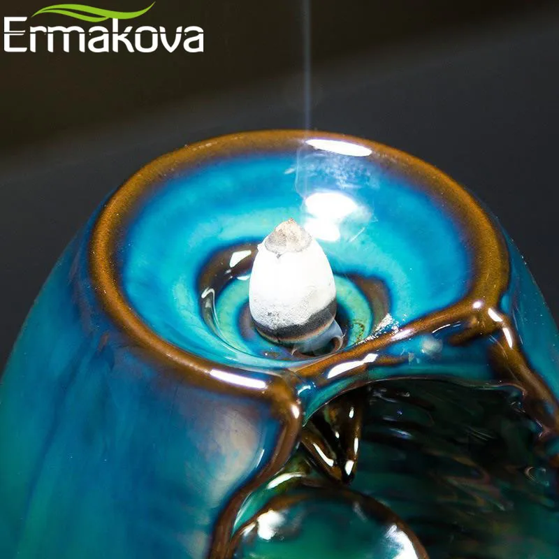 ERMAKOVA горелка для благовоний с обратным потоком, керамическая печь для ароматерапии, ароматическая печь с запахом лотоса для дома и офиса, держатель для благовоний