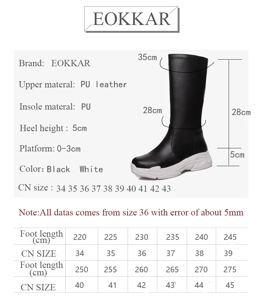 

Eokkar 2020 Solid Round Toe Mid Calf Boots Wedges Heels Slip On PU Leather Winter Shoes Slip On Med Heels Black Boots Size 34-43