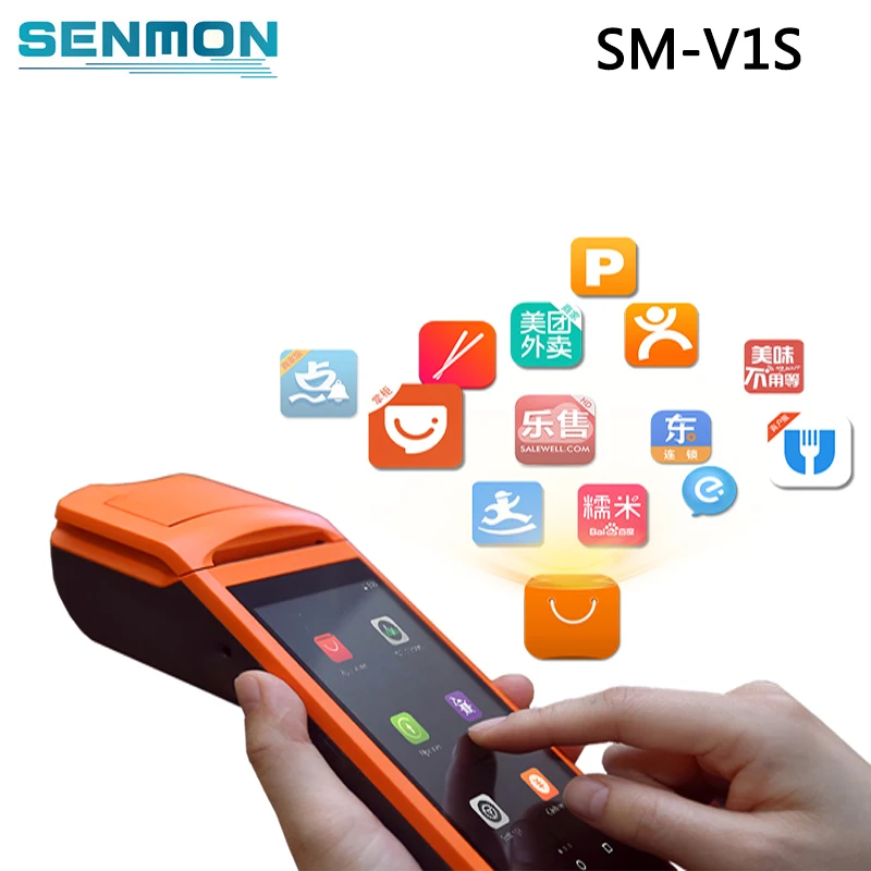 Android6.0 мобильный 1D сканер штрих кода термопринтер ручной терпинал Pos bluetooth wifi Android