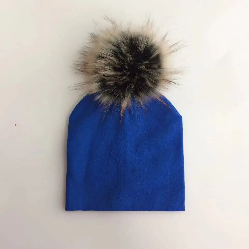 children's infant toddler raccoon faux fur pompom hat cap for Kids baby boys girl cotton newborn props beanie kids | Детская одежда