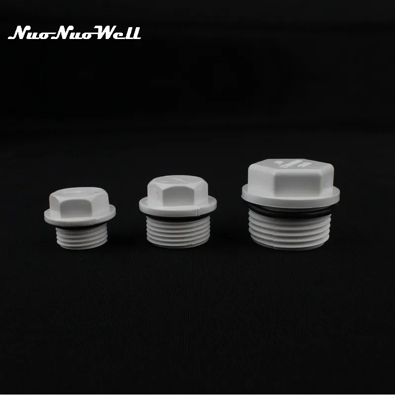 

4pcs NuoNuoWell PVC 1/2",3/4",1" Thread Plug Hose end connector Hexagon End Cap Sealing up Pipe Fish Tank Stop water Adapter