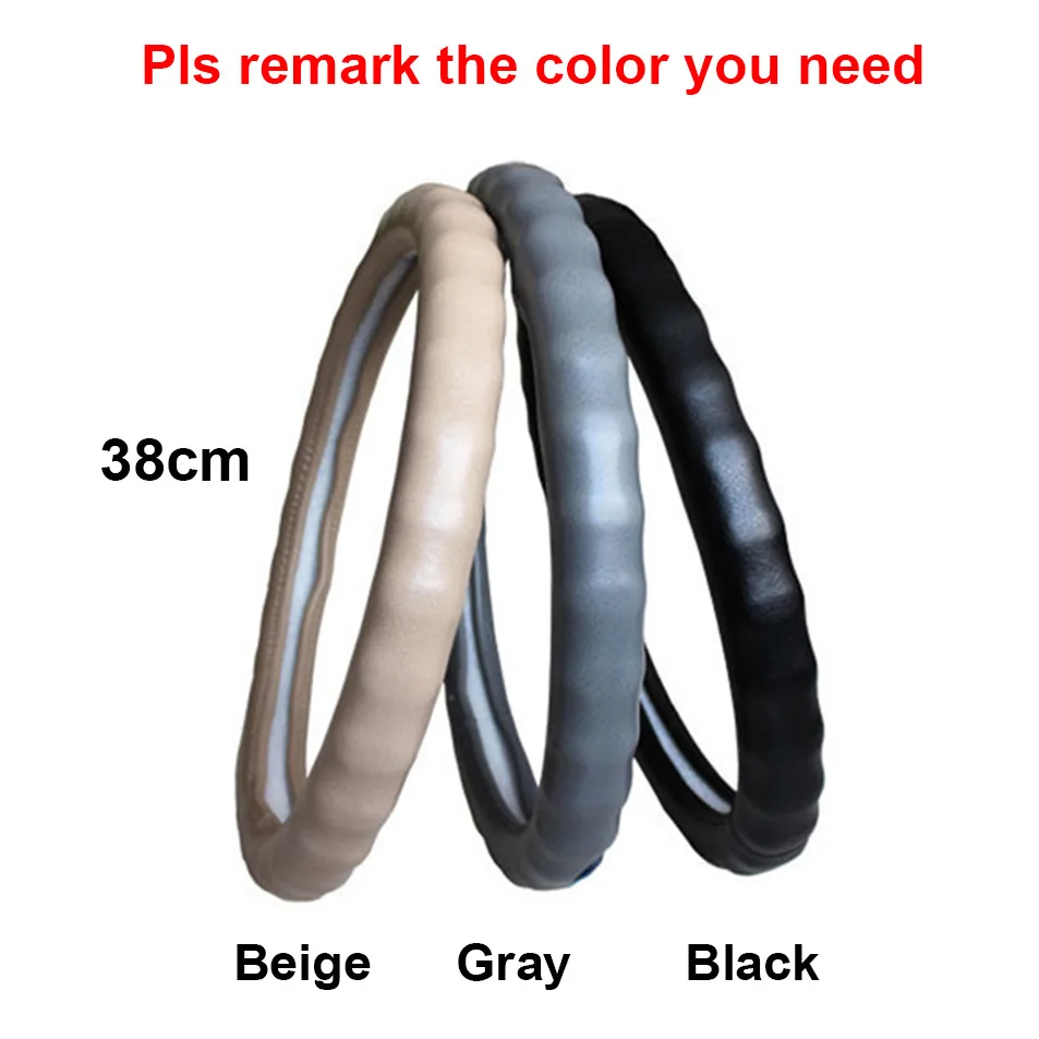 36-47cm Genuine Leather Auto Truck Bus Steering Wheel Cover For Daewoo Volvo Man Renault DAF Isuzu Mitsubishi Car Styling - Название цвета: 38cm