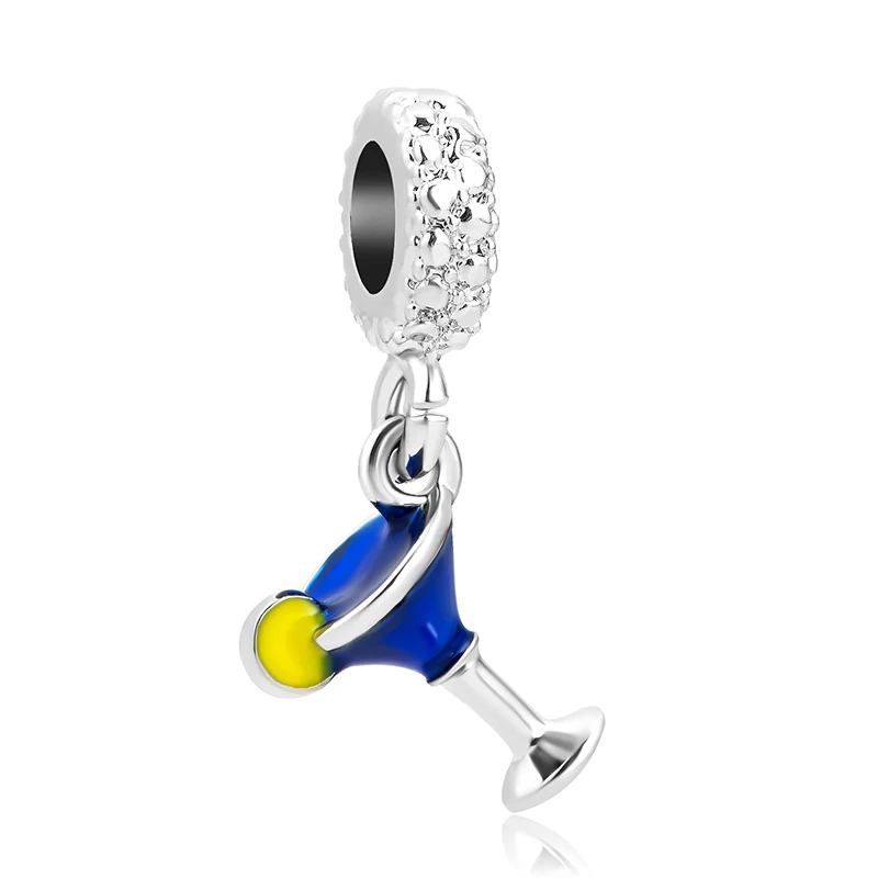 A566 BLUE Подходит к оригинальному браслету pandora, ожерелье, сделай сам, Женские Ювелирные изделия, новинка, Гламурное трио, помада, высокий каблук, подвеска, шарм, бусина, безделушка - Цвет: A566 BLUE