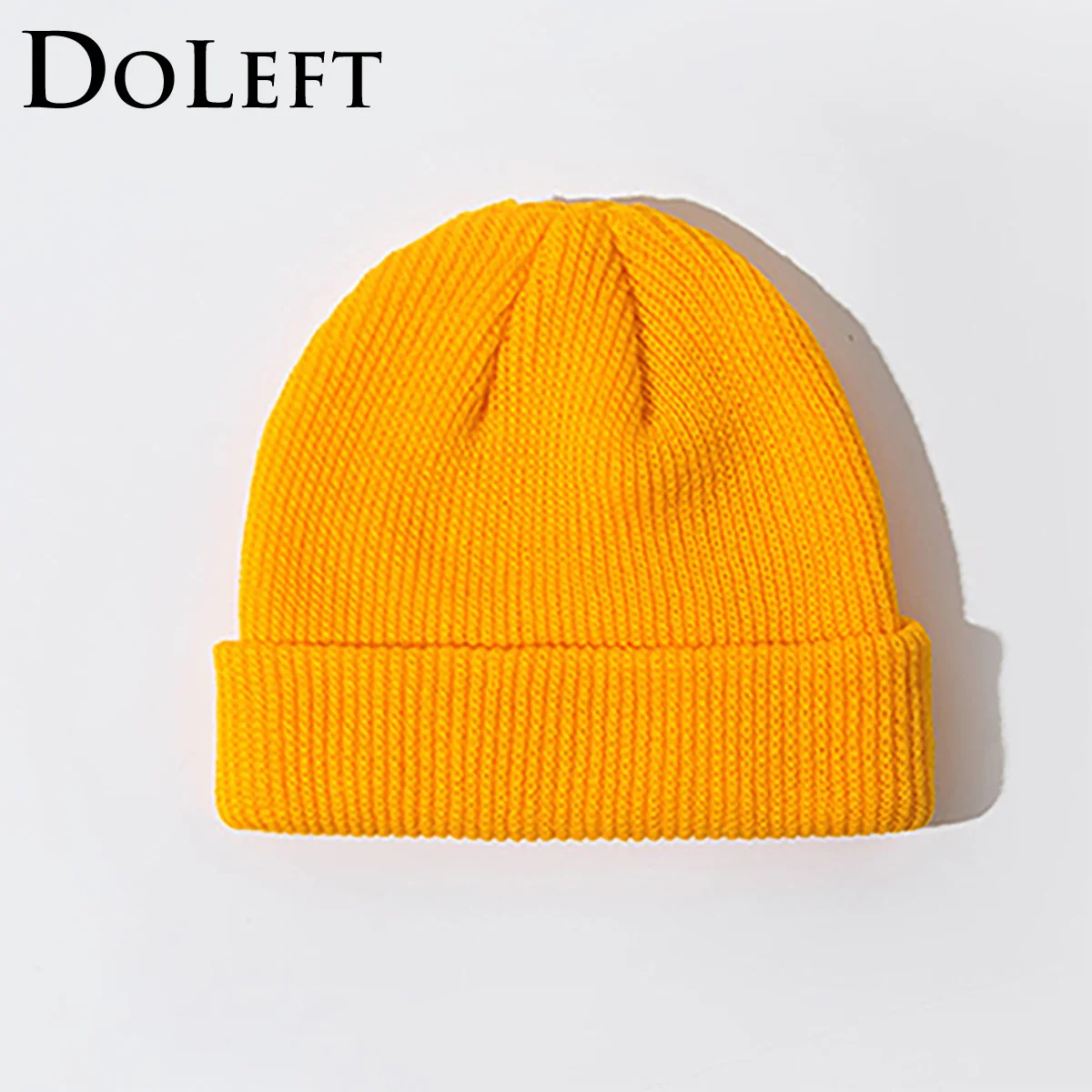 DOLEFT, зимняя, ребристая, вязаная, с манжетами, короткая, дыня, шапка s, унисекс, одноцветная, Череп, шапка, Ретро стиль, шапочка, лыжная, зимняя, женская, вязаная шапка