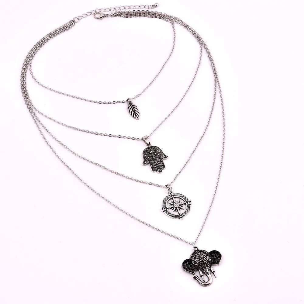 Silver color Choker Necklace for women Long Simple Boho Pendant Chain Necklaces &amp Pendants Lace velvet chokers Fashion Jewelry |