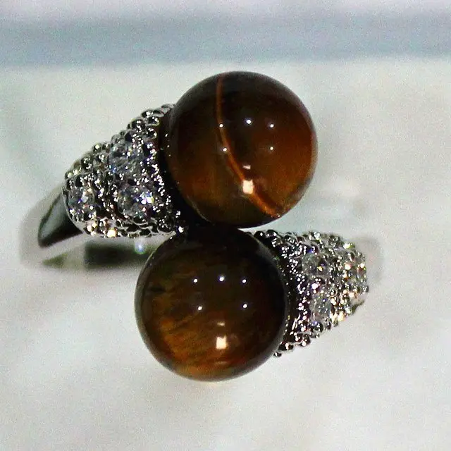

Free shipping fashion & charming 8mm tiger eye stone ring (#7 8 9)