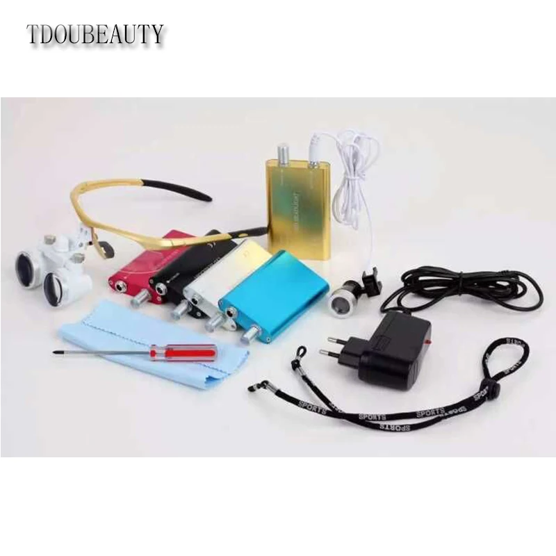 TDOUBEAUTY портативные стоматологические бинокулярные лупы 3,5X420 мм+ светодиодный светильник на голову+ по TDOU