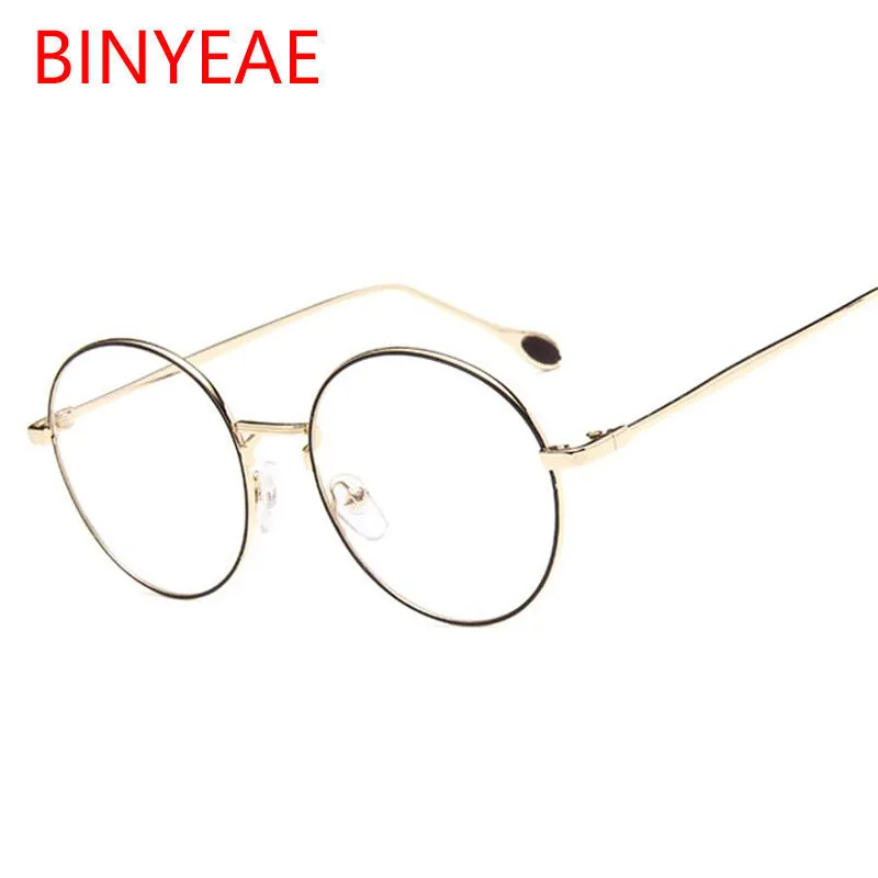 Женские круглые очки золотые металлические прозрачные оптические оправа модные