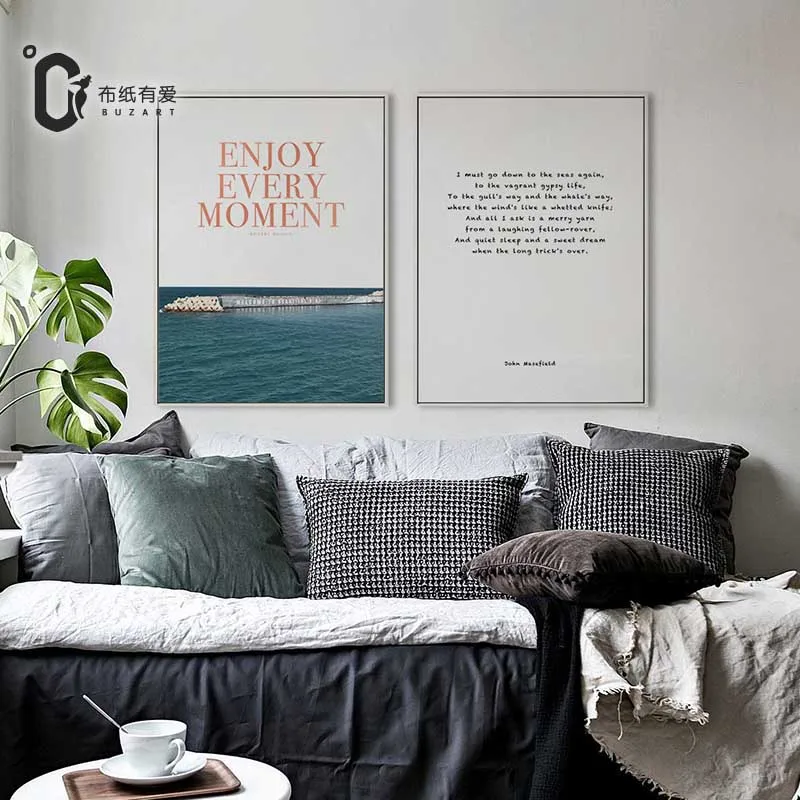 Наслаждайтесь каждым моментом морской океан Скандинавская картина холст
