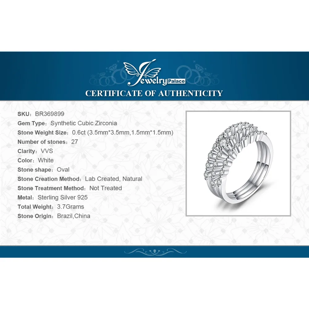 Jewelrypalace Для женщин 3 шт. кольцо обручальное Юбилей Обручение Свадебные Наборы для
