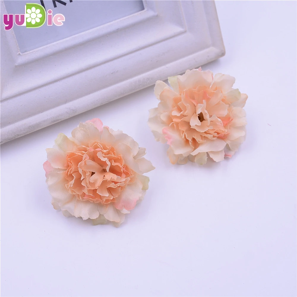 Light orange 20 шт. 4,5 см коллаж искусственный цветок гвоздики голова Свадебные украшения DIY искусственный z цветочный венок подарок - Цвет: Light orange