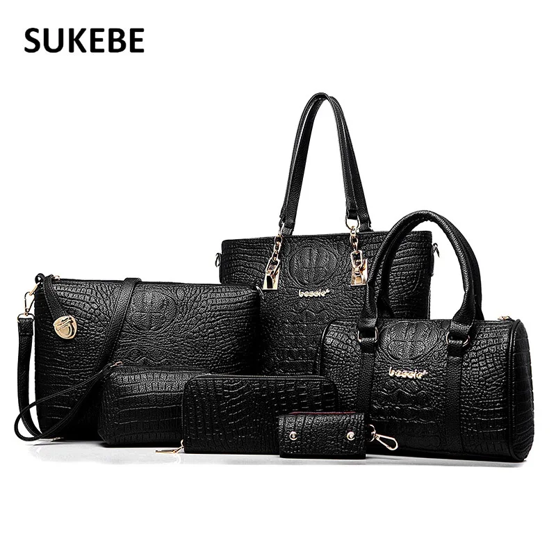 New Women Composite Bag Alligator leather Crocodile PULeather ladies Shoulder Bags for Handbag bolas feminina | Багаж и сумки
