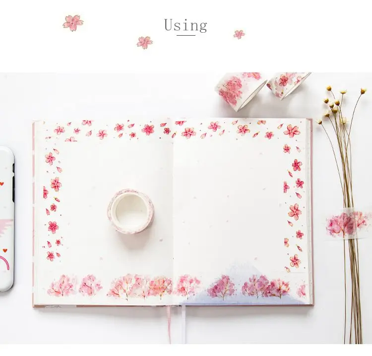 

Freedom Watercolor Sakura Washi Tape Adhesive Tape DIY Scrapbooking Lovely Decorative Sticker Label Masking Craft Tape