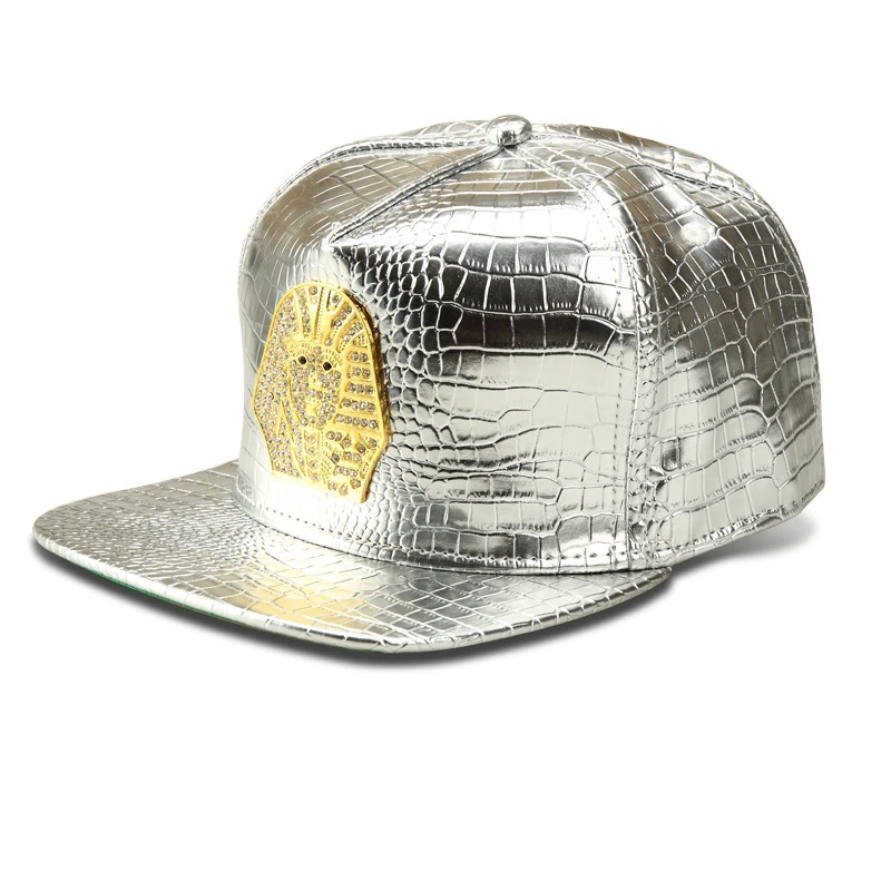 Панк стиль Золотой из искусственной кожи Фараона Аватар Логотип Бейсбол Шапки