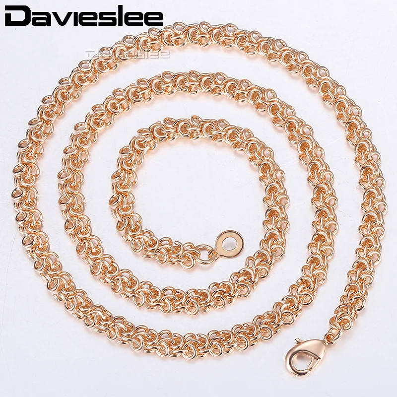 Ожерелье Davieslee LCN13 для мужчин и женщин колье из розового золота 585 пробы с
