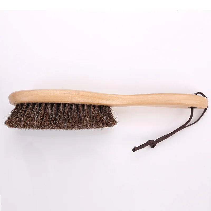 

Shoe brush full horse hair long handle shoes brush is not dirty hands do not hurt the leather is elastic to gray oil polishing 3