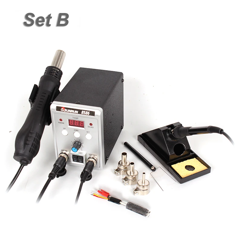 8586 700W 110 V/220 V 700W Qsunrun 2-в-1 SMD паяльная станция, сварочные паяльник для подключения к набор PCB ремонтом BGA паяльной станции инструмент