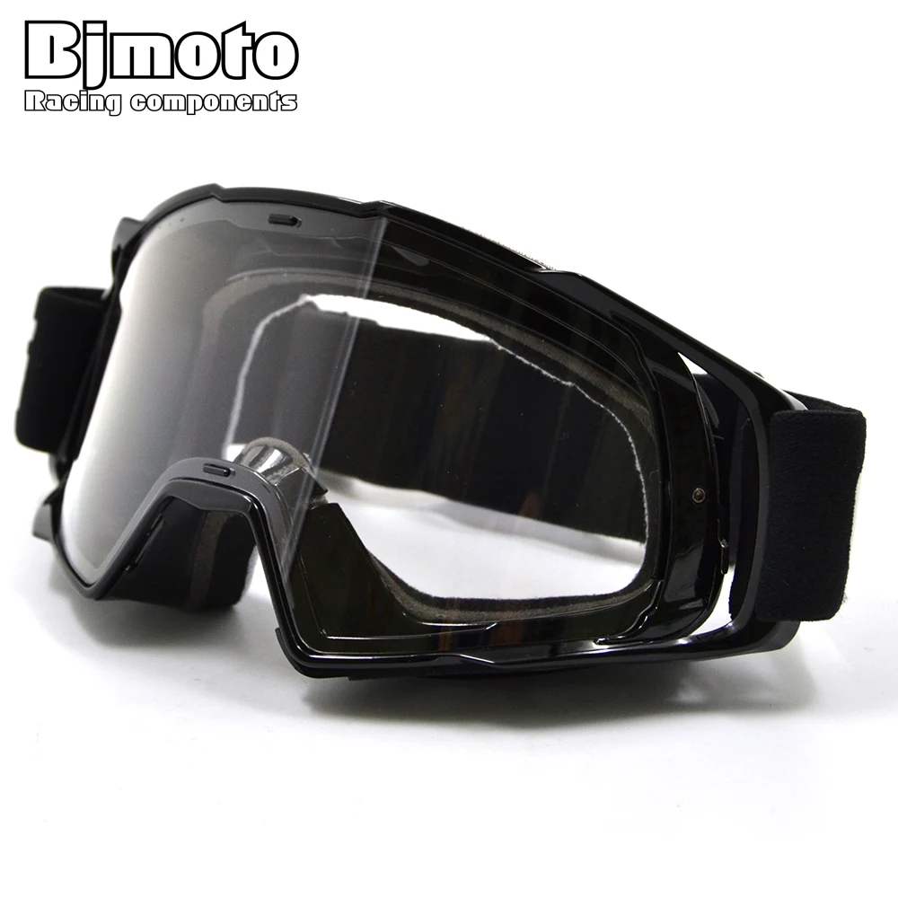 MG-021-BK-BK BJMOTO очки для мотокросса, очки для внедорожников, грязи, велосипеда, пылезащитные гоночные очки, очки против ветра, MX очки - Цвет: MG-021-BK-BK