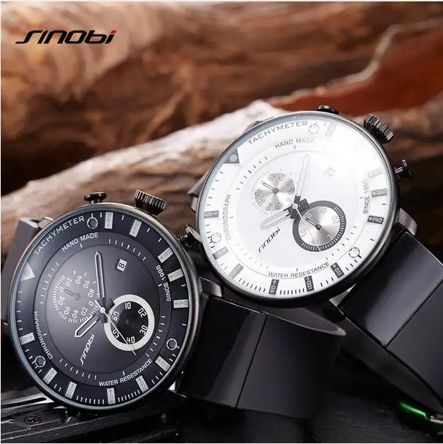 Мужские часы SINOBI ультратонкие наручные с хронографом водонепроницаемые мужские