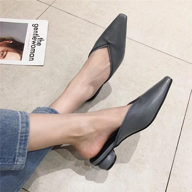 Boussac Slip on Solid High Heel Women Sandals Vintage Square Toe Slipper Summer Beach SWA0201 | Обувь