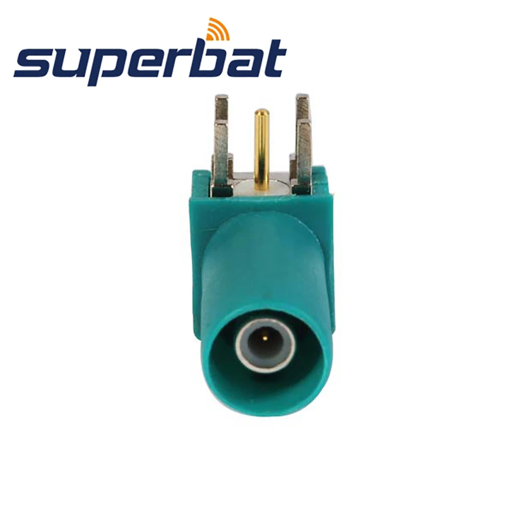 Superbat 10pcs Fakra Male PCB Mount Right Angle Waterblue/5021 Neutral Coding RF Coaxial Connector