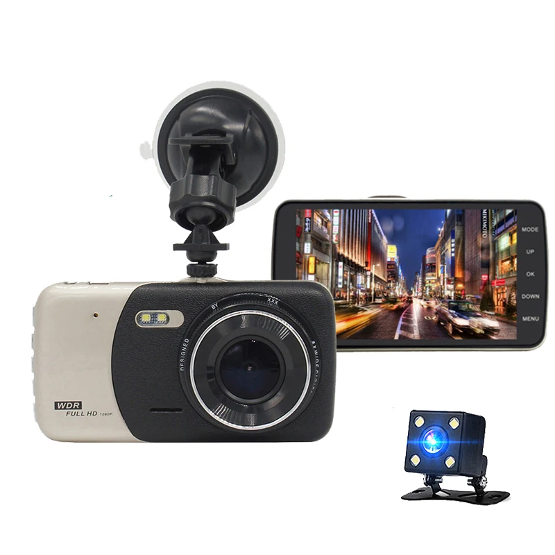 Автомобиль FHD 1080 P DVR 4 дюймов авто камера двойной объектив регистраторы ночное