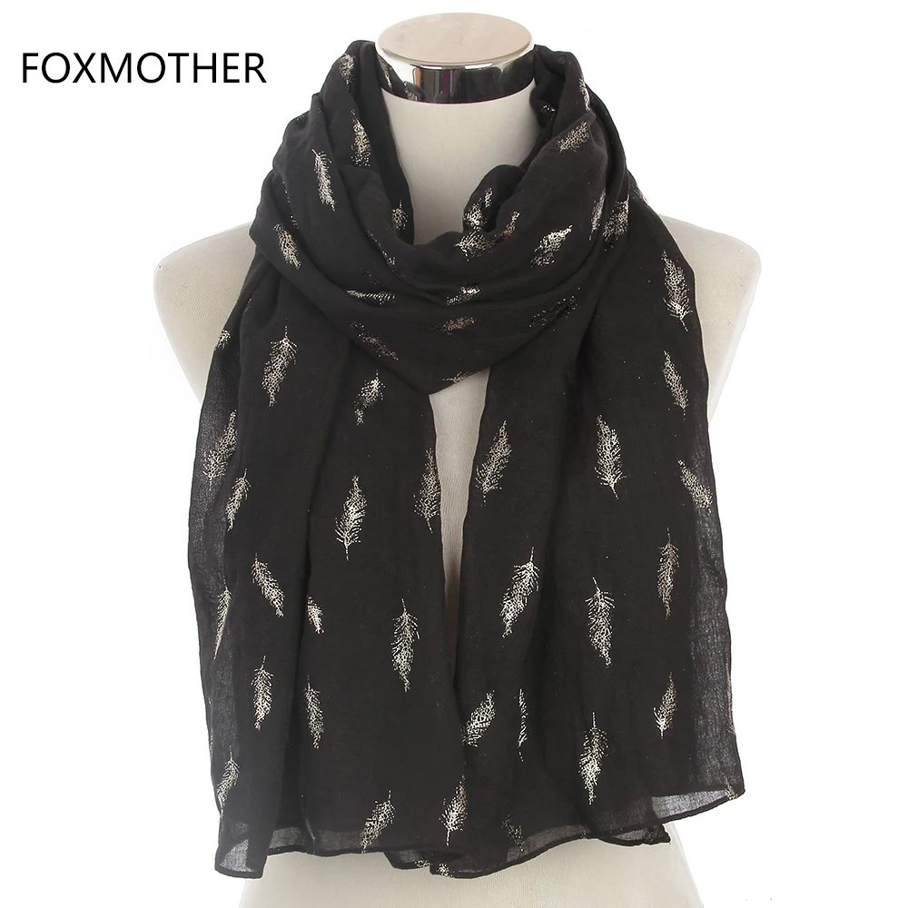 Шарф FOXMOTHER Женский блестящая бронзовая фольга черного цвета и хаки 2019|scarf for