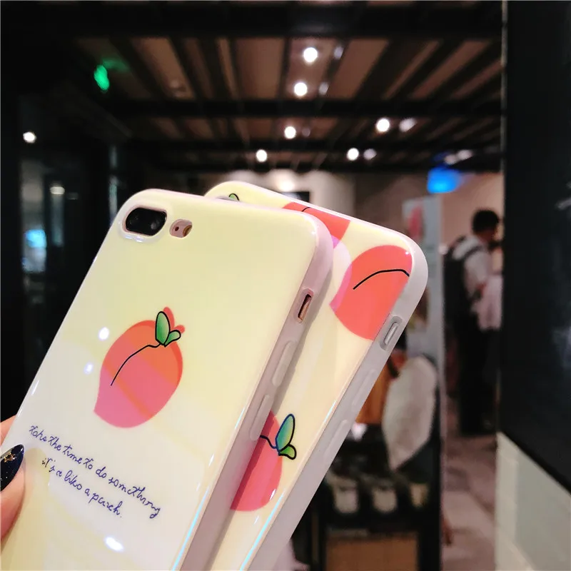 Для iPhone X Розовый Прекрасный Чехол+ пленка из закаленного стекла для iPhone 6 6 S 6splus 7 7plus 8 8 plus милый персиковый чехол
