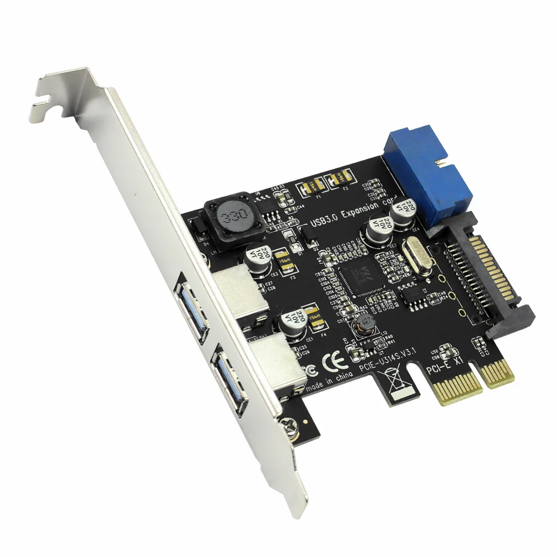 PCIE на 2 порта USB3.0 плата расширения рабочего стола спереди 19/20PIN разъем интерфейс для PCI-E x1/x4/x8/x16 для Windows XP/7/8/8,1/10