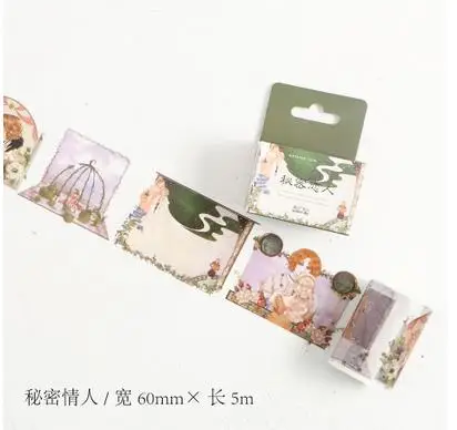 M0188MiMiQingRen60mm DIY японский бумажный скотч цветы девушки животные маскировки декоративные ленты клейкие ленты Скрапбукинг наклейки 7 м Alideco - Цвет: M0188MiMiQingRen60mm