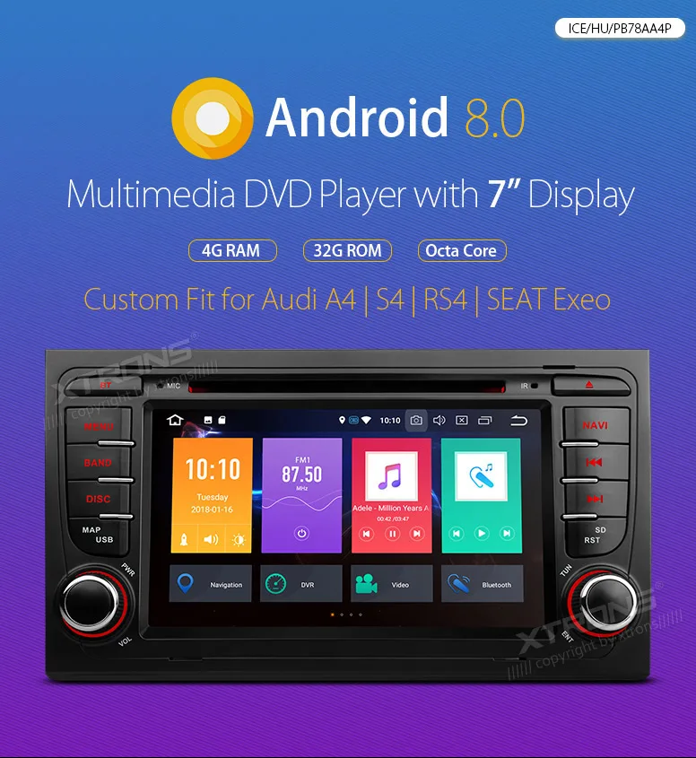 " Радио 2 din Android 8,0 Octa Core dvd-плеер для автомобиля gps DAB+ OBD2 для Audi A4 S4 RS4 2002 2003 2004 2005-2008 SEAT EXEO