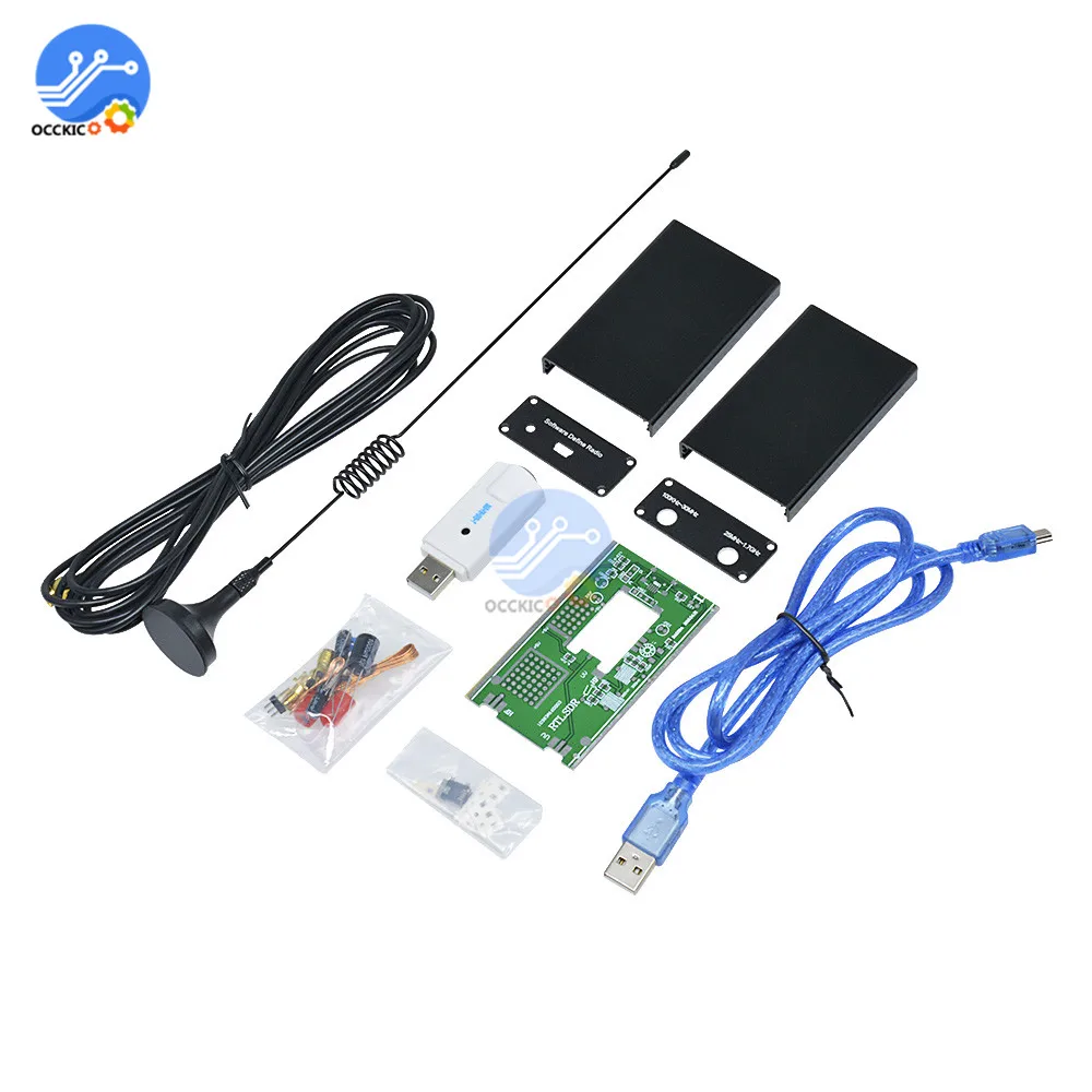 RTL SDR Настройщик USB приемник 100 кГц-1,7 ГГц УФ HF RTL2832U+ R820T CW fm VHF UHF AM DSB USB программный ключ тюнера с антенной DIY Kit