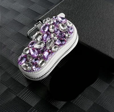 purple Цветные бриллианты брелок Женская сумка для ключей Многофункциональный Органайзер Кошелек держатель умный ключница автомобильный маленький чехол для ключей чехол - Цвет: purple