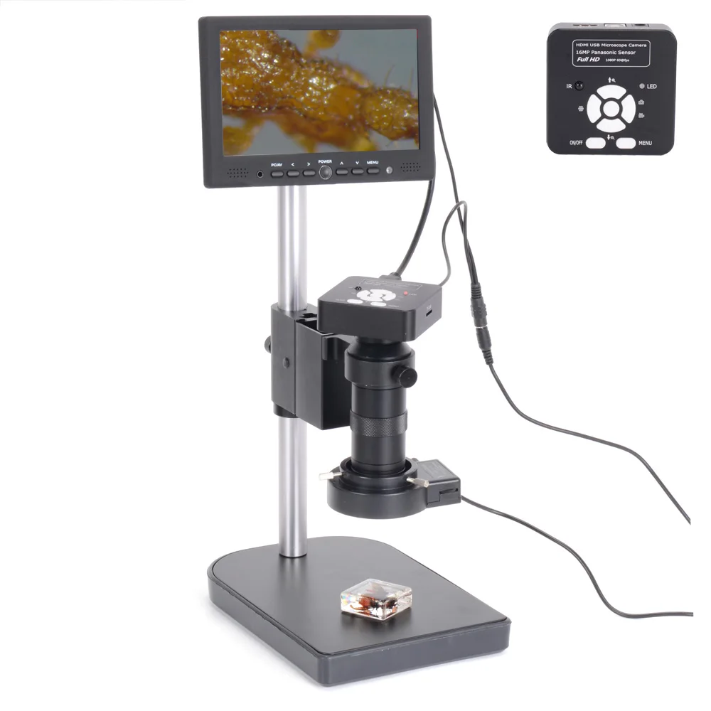 

16MP HDMI 1080P USB Digital Industry Video Soldering Microscope Camera 7" LCD Screen 100X C-MOUNT Lens Zoom 40 LED Light for PCB