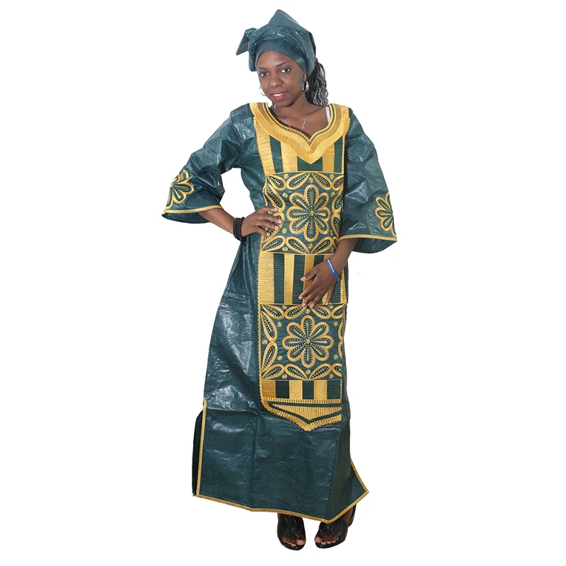 MD 2019 african dresses for women embroidered bazin riche dress with headwrap south africa lady long traditional clothes | Тематическая