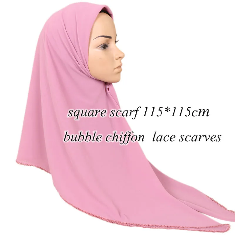 LMLAVEN квадратный шарф простые шифоновые кружевные шарфы однотонные края хиджаб
