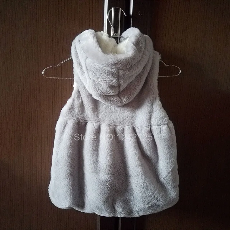 Новый весна осень для девочек Дети искусственного жилет с капюшоном малышей