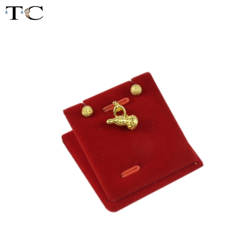 

Higher Portable Red Velvet/Wooden Jewelry Display Tray Holder for Earrings Pendant Stand Gold Jewellery Organizer With 20 Sheets