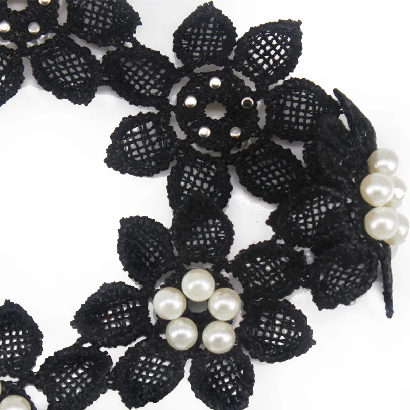 10 ярдов бусин жемчуг вышитый цветок кружевная отделка модные аксессуары для