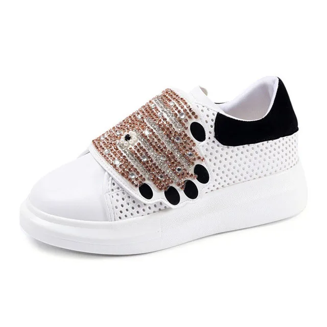 Black Mesh Женские кроссовки; коллекция года; кожаные черные/красные/белые массивные кроссовки для женщин; обувь на платформе; сезон весна-лето; женские кроссовки с блестками - Цвет: Black Mesh