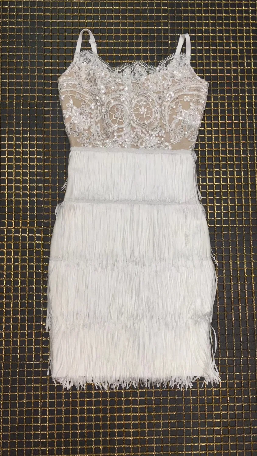 Лето каскадных кисточкой бинты платье женщины сексуальное bodycon 2018 дамы клуб