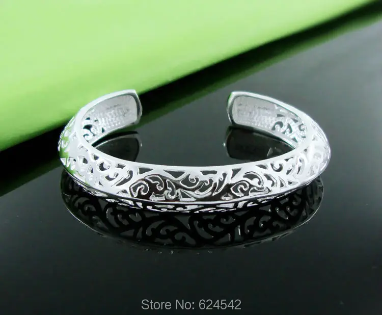 925 sterling silver bangle South Korea women fashion jewelry hollow-out decorative pattern.surface of the bulge.New style. | Украшения и