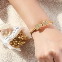 new top design fashion cubic zirconia bow open cuff christmas gift ladies bracelet