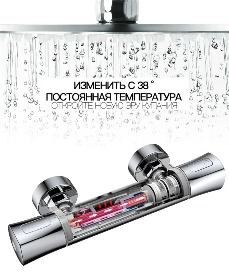 MICOE душевой набор Термостатический смеситель для душа хромированный кран корпус медный литой кран 5 режимов сопла