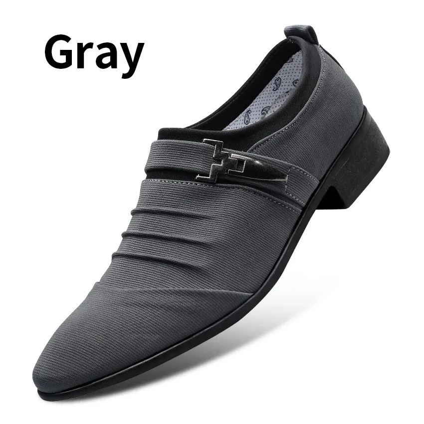 Gray BIMUDUIYU лоферы; Мужская обувь; свадебные оксфорды; официальная обувь; Мужские модельные туфли; классические офисные туфли с острым носком; повседневная обувь в британском стиле - Цвет: Gray