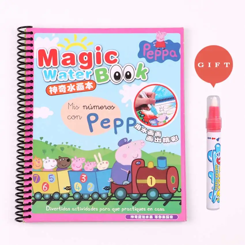 Pig set 10 моделей Волшебная водная книга для рисования, книга для раскрашивания, каракули с волшебной ручкой, доска для рисования, картонная бумага, детские игрушки для детей - Цвет: Pig set