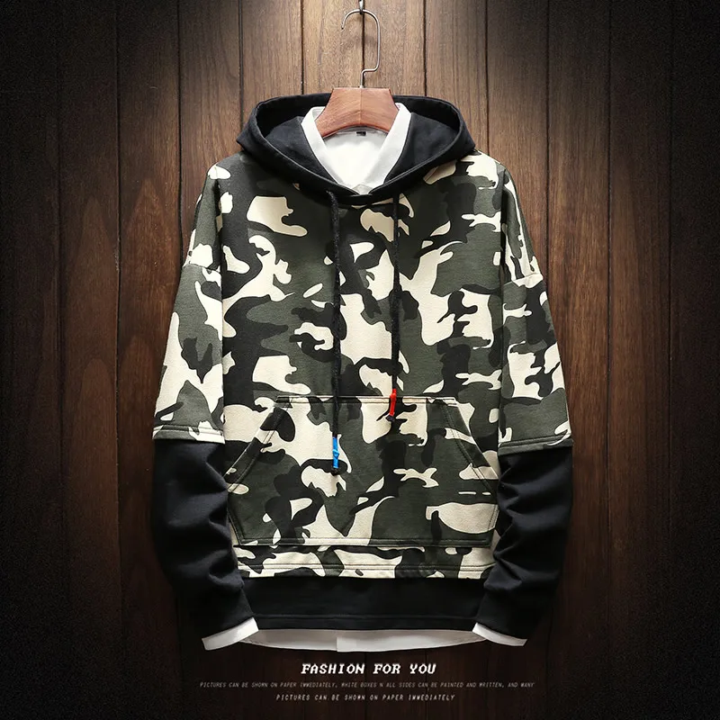 green camouflage Брендовая одежда модные толстовки Камуфляжный армейский Стиль; зеленый цвет спортивный костюм мужской повседневный большой размер свободный пуловер Толстовка пальто - Цвет: green camouflage