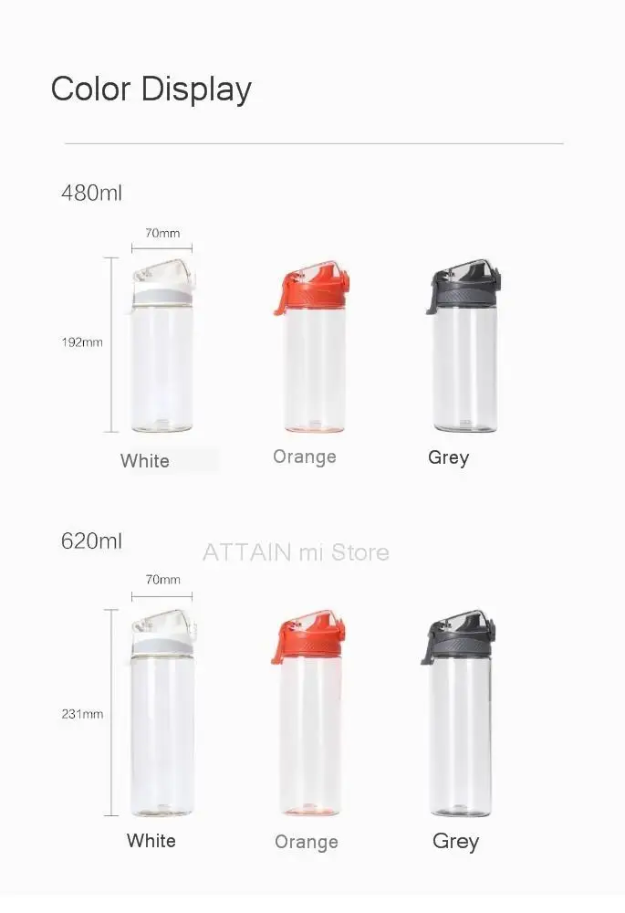 Спортивная чашка Xiaomi Tritan xiomi 620 мл с защитным замком, Нетоксичная и безвкусная устойчивость к падению при высокой температуре, открытая одной рукой