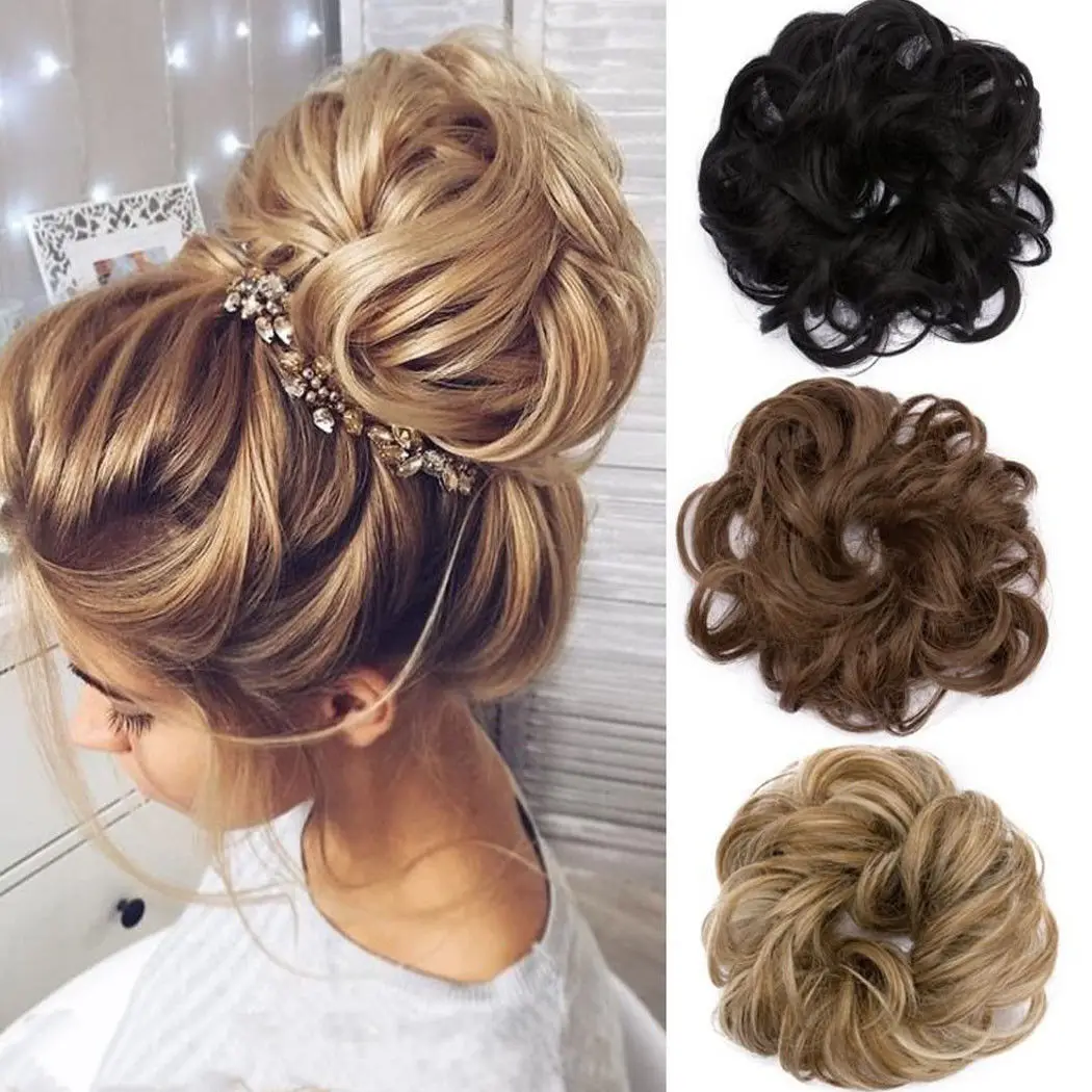 Кудрявые грязные пучки волос кусок резинки Updo накладные волосы настоящие как