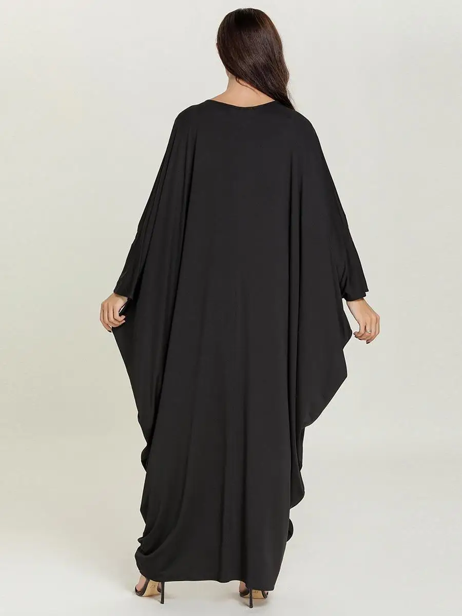 Дубай рукав летучая мышь Farasha Abaya кафтан мусульманское платье для женщин длинный